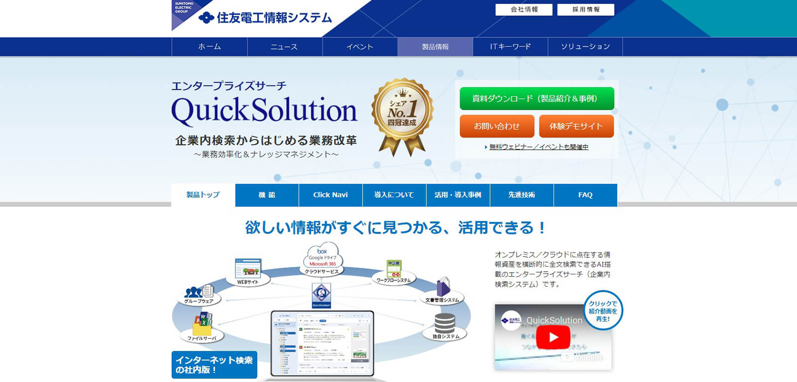 QuickSolutionのwebサイト