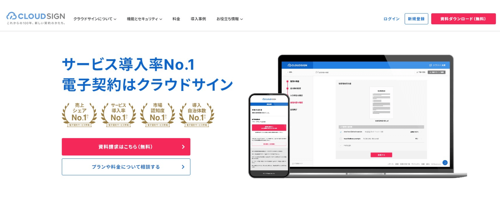 クラウドサインのwebページ