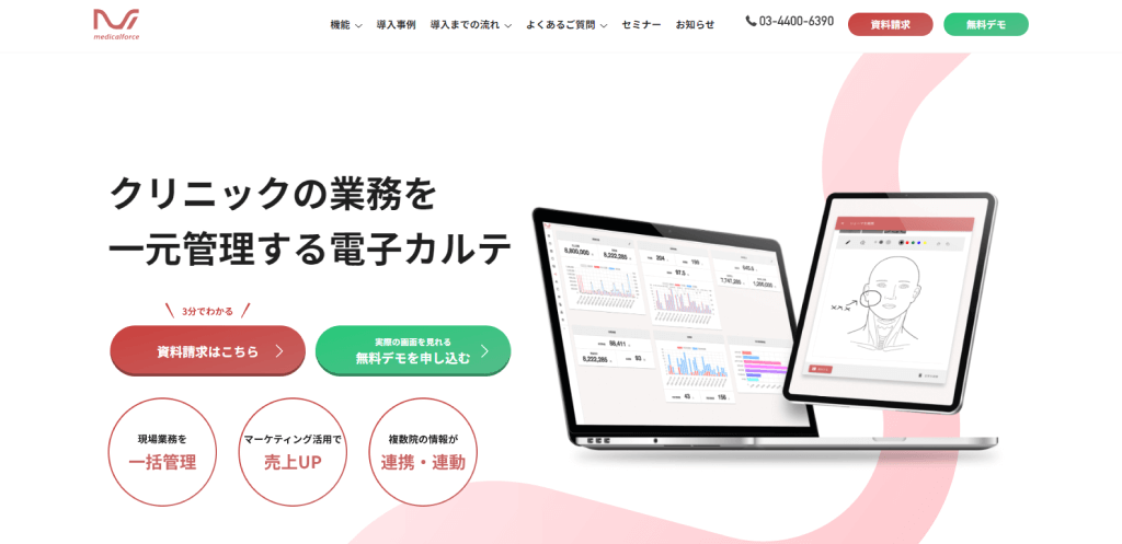 メディカルフォースのwebページ